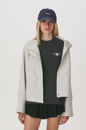 Enavant Cotton damaged lace-trim jumper in the color Gray Beige