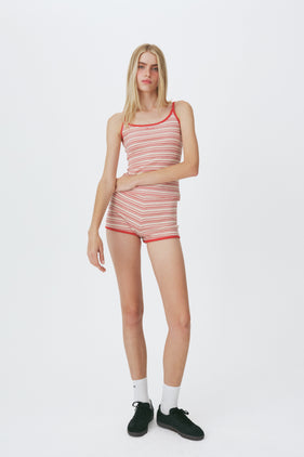 Enavant Ribbed striped short in the color Red Striped