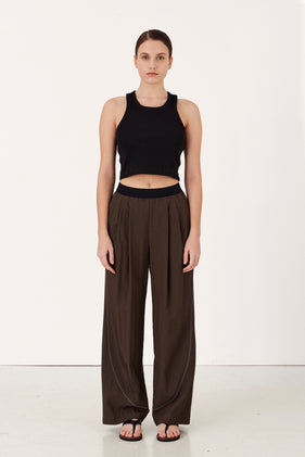 Enavant Leo Wide Leg Pant in the color Brown